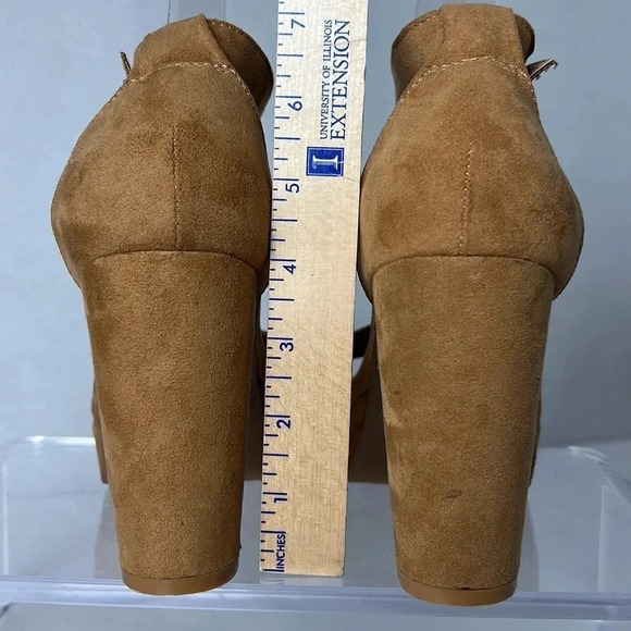 Torrid Platform Tapered Heel Sandal Adjustable Ankle Strap Brown Size 8.5WW - Picture 5 of 16